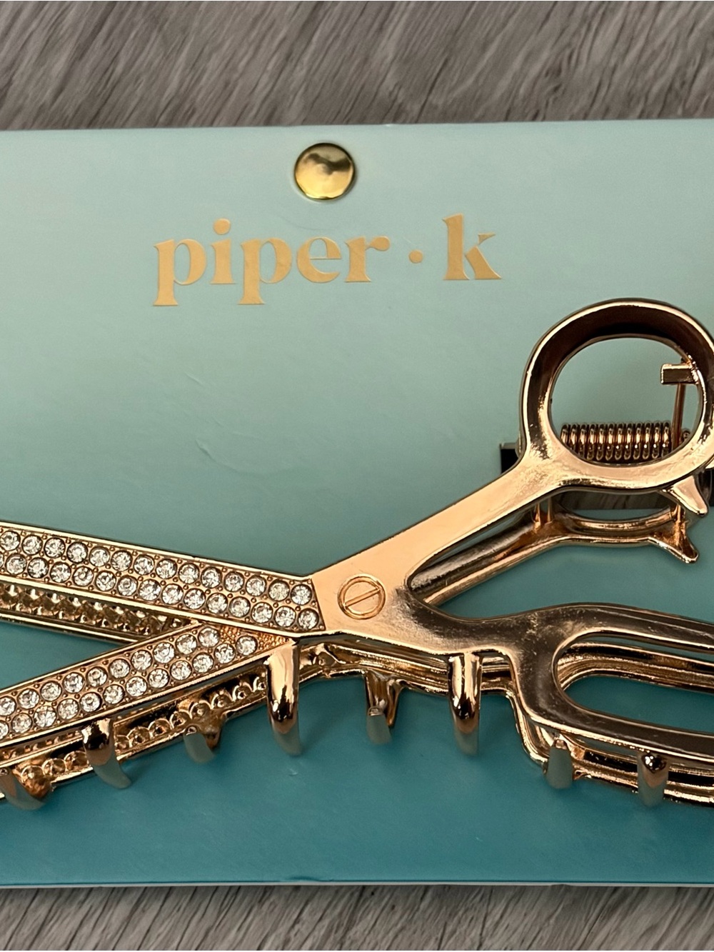 piper·k Gold Rhinestone Scissor Hair Clip